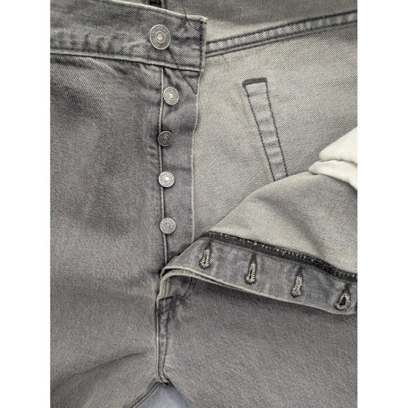 Levis 501 Jeans Mens 42x30 Gray Denim Button Fly Straight Original Fit Red Tab - Picture 11 of 14
